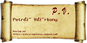 Petró Várkony névjegykártya
